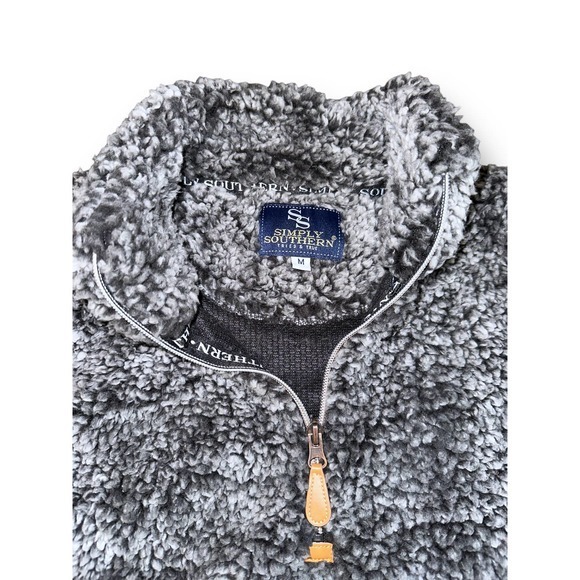 Simply Southern Sherpa Coat Jacket Grey Size: Medium - Picture 2 of 3